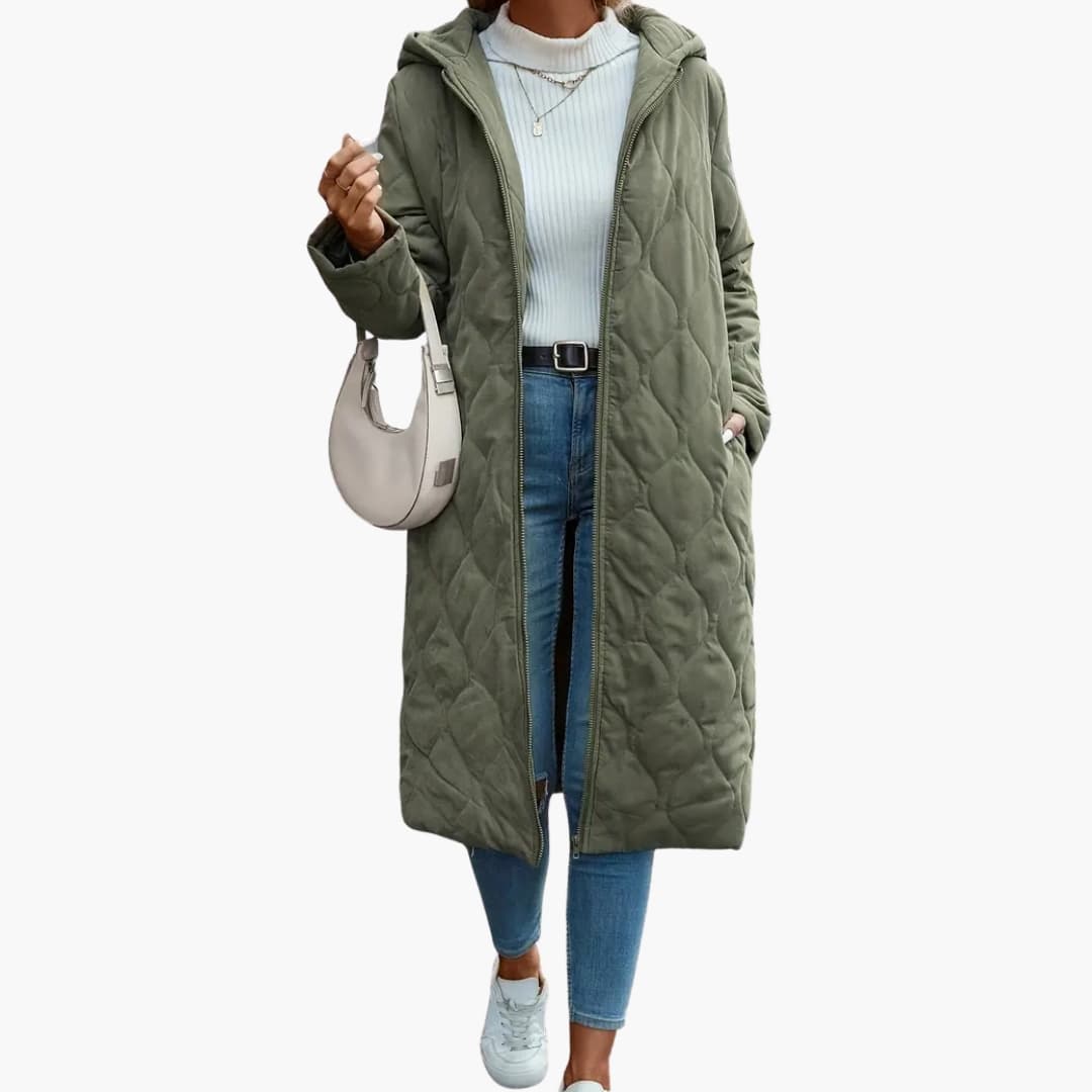 Manteau matelassé femme avec capuche et manches longues