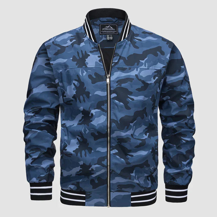 Veste légère homme | Coupe bomber zippée, col et poignets côtelés | Style bicolore idéale mi saison