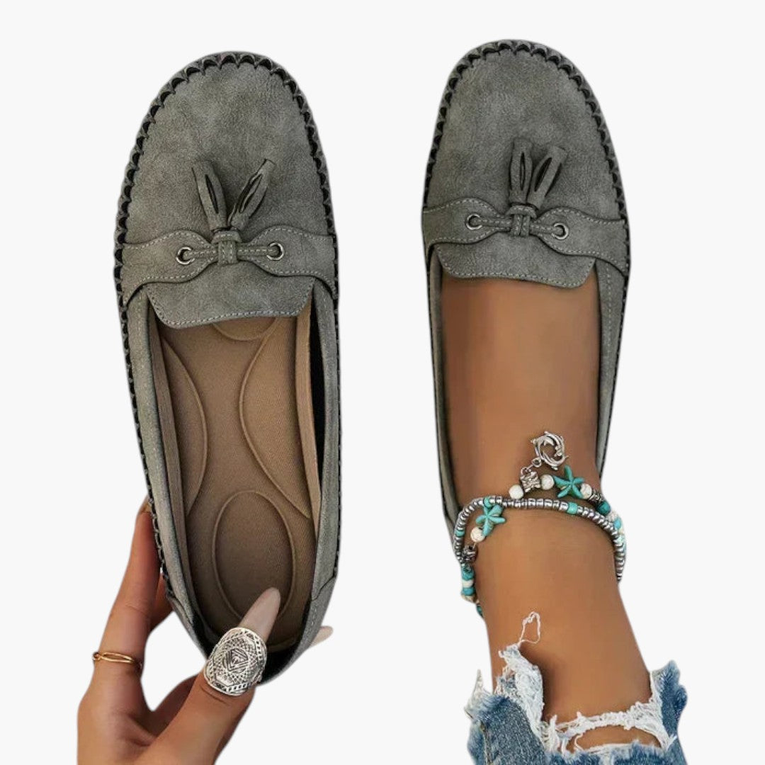 Mocassins Femme en Daim avec Nœud et Semelle Plate