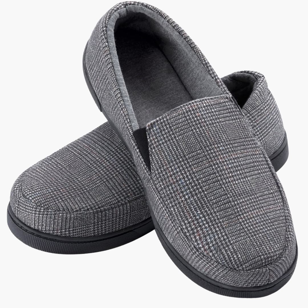 Mocassins homme à carreaux avec semelle antidérapante