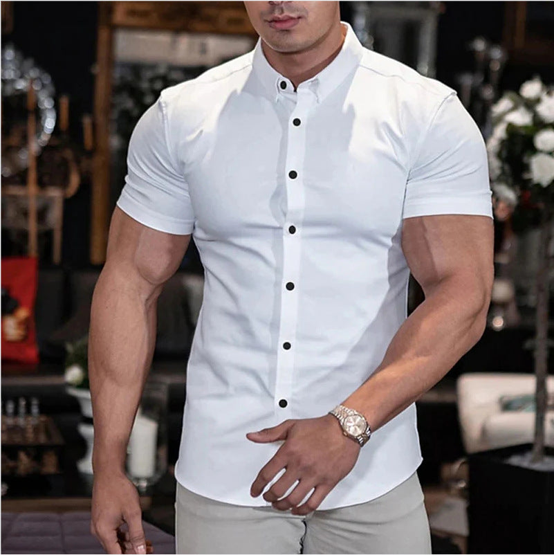 Chemise homme slim fit manches courtes, coupe ajustée