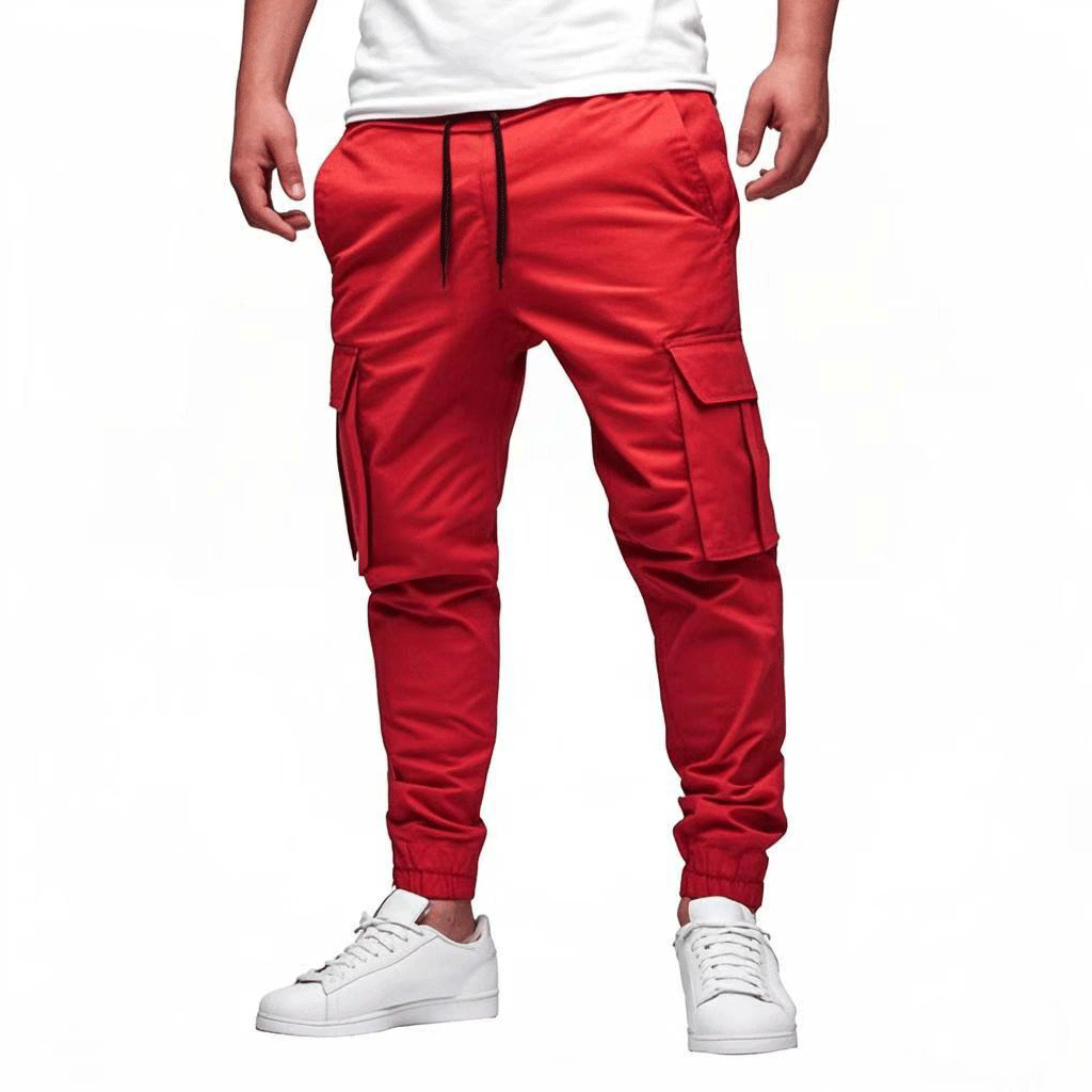 Pantalon cargo jogger homme | Taille élastique avec cordon, coupe slim | Multiples poches, bas resserrés