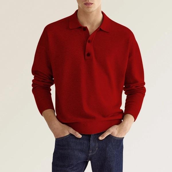 Polo homme manches longues | Coupe régulière, col polo 3 boutons | Confort durable, plusieurs coloris