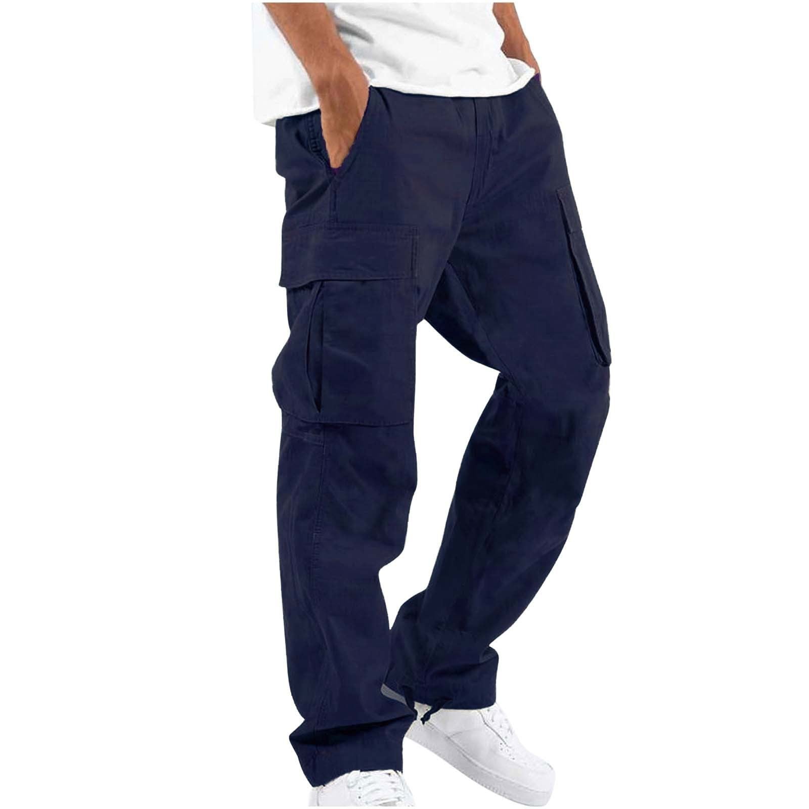 Pantalon cargo homme | Coupe droite, taille élastique | Poches cargo à rabat, 5 coloris, tailles S à 5XL
