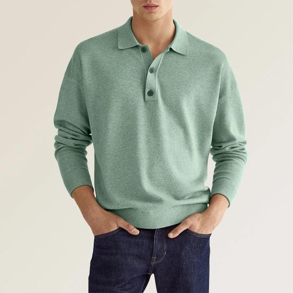 Polo homme manches longues | Coupe régulière, col polo 3 boutons | Confort durable, plusieurs coloris