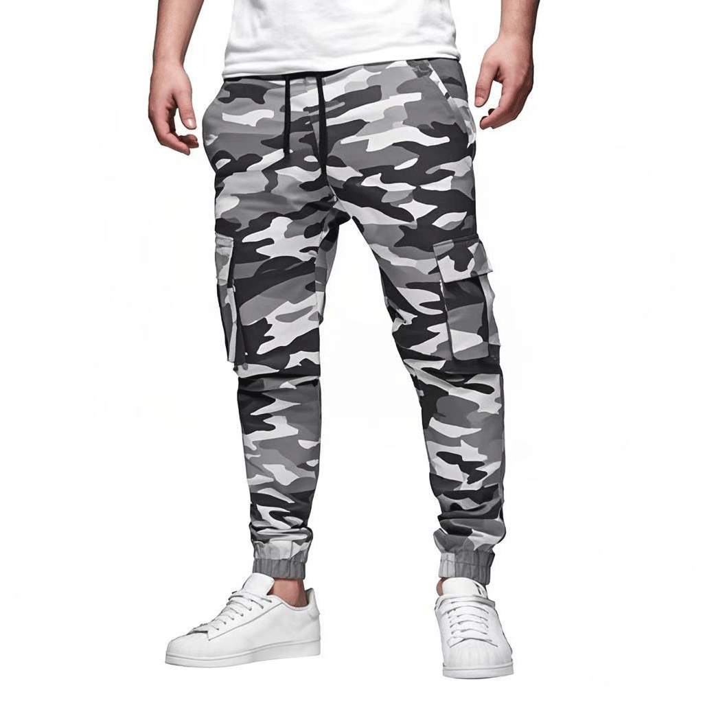 Pantalon cargo jogger homme | Taille élastique avec cordon, coupe slim | Multiples poches, bas resserrés