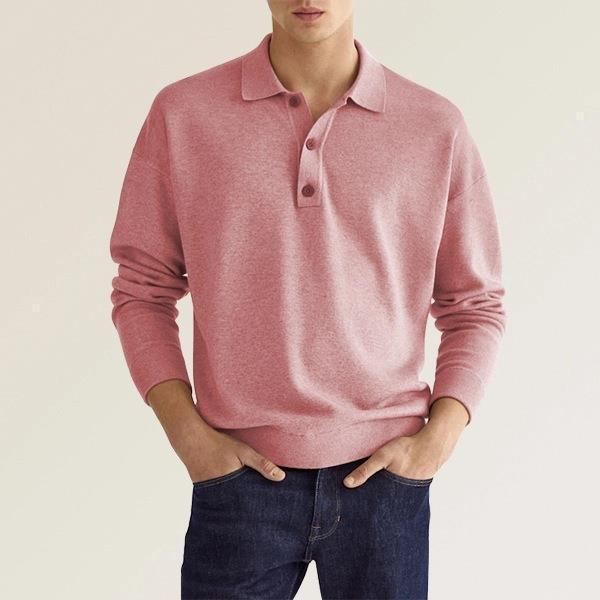 Polo homme manches longues | Coupe régulière, col polo 3 boutons | Confort durable, plusieurs coloris