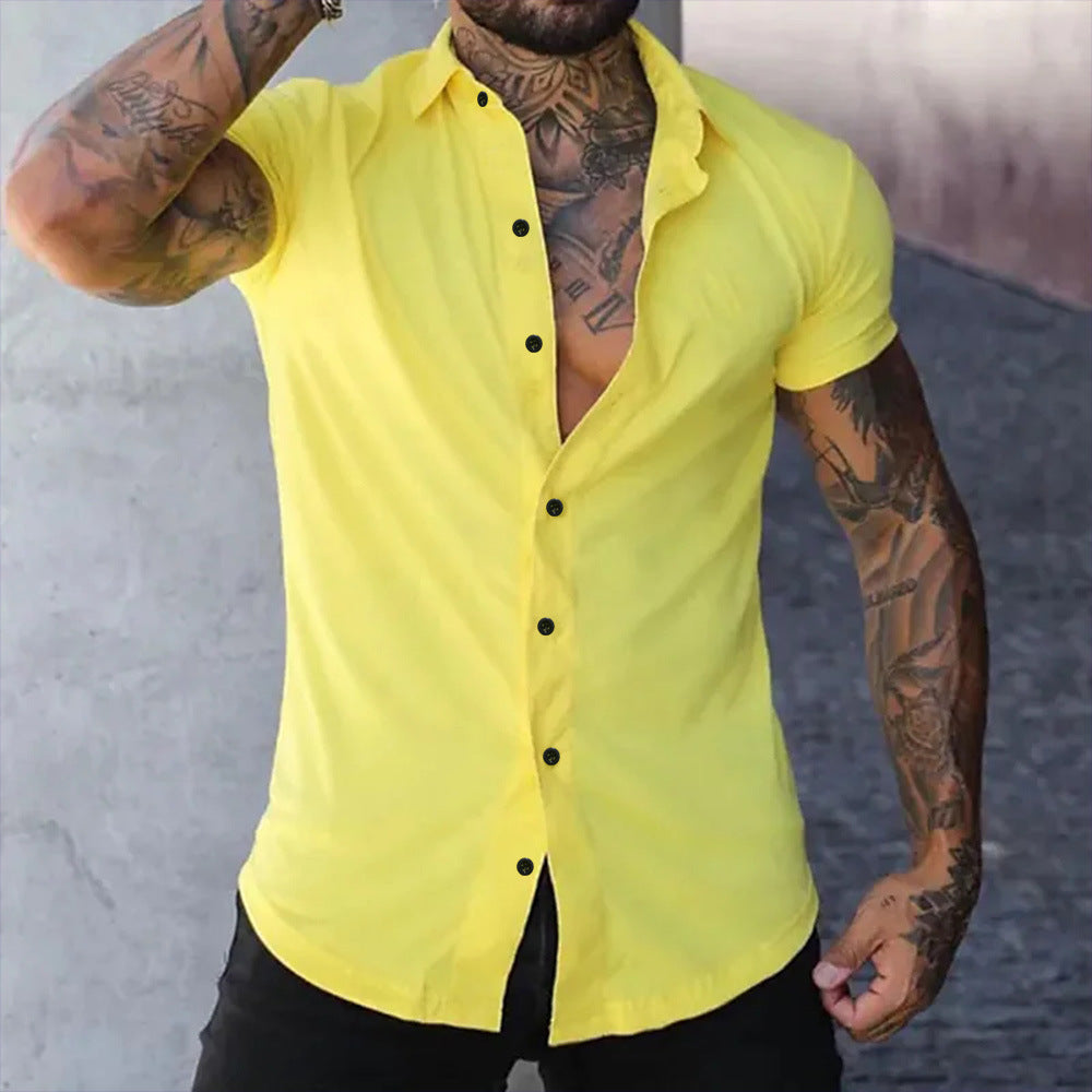 Chemise homme slim fit manches courtes, coupe ajustée