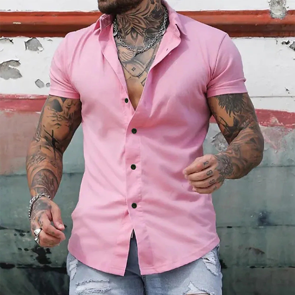 Chemise homme slim fit manches courtes, coupe ajustée