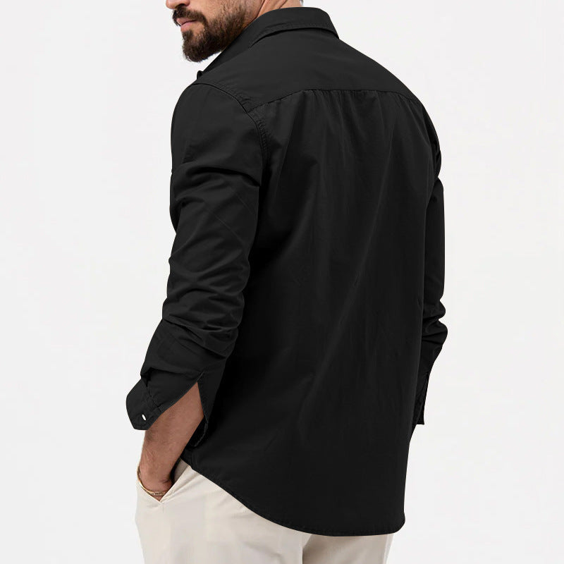 Chemise homme à manches longues avec poches poitrine et fermeture boutonnée