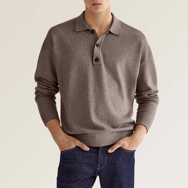 Polo homme manches longues | Coupe régulière, col polo 3 boutons | Confort durable, plusieurs coloris