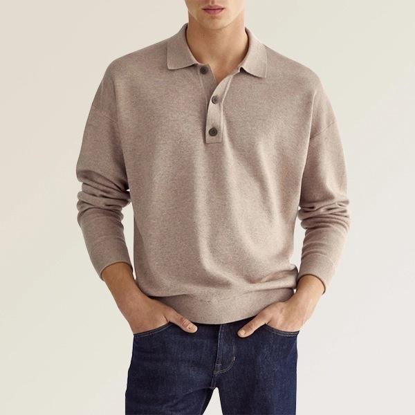 Polo homme manches longues | Coupe régulière, col polo 3 boutons | Confort durable, plusieurs coloris