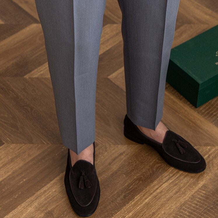 Pantalon homme taille haute | coupe soignée avec fermeture à boucle réglable