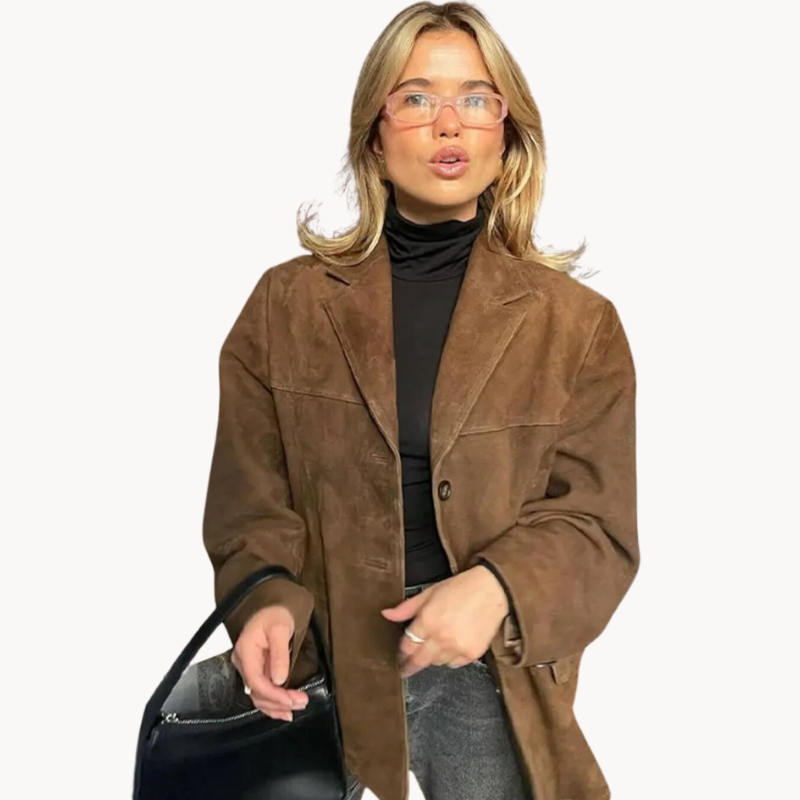 Blazer femme camel | Coupe droite élégante | Mi-saison, style chic décontracté