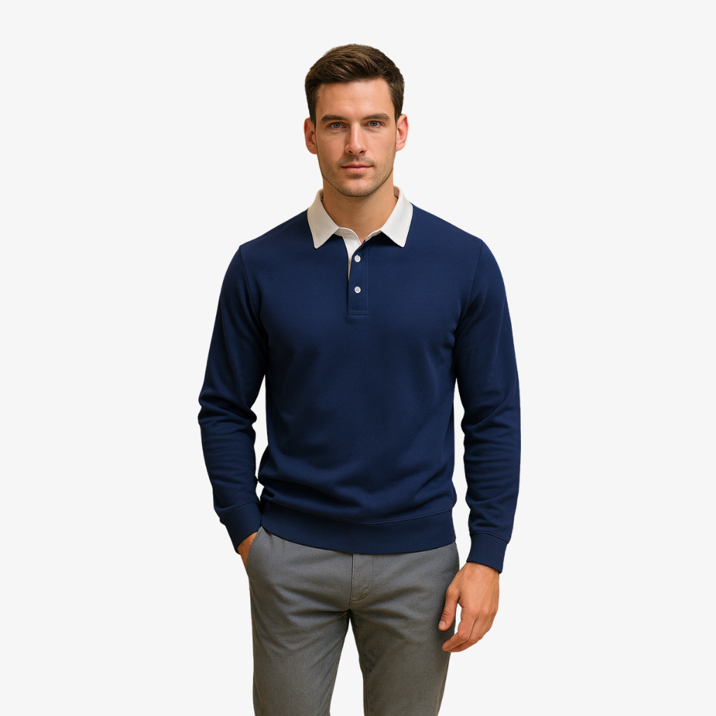 Polo Homme À Manches Longues Et Col Classique | Haut Doux Et Élégant Pour Le Quotidien