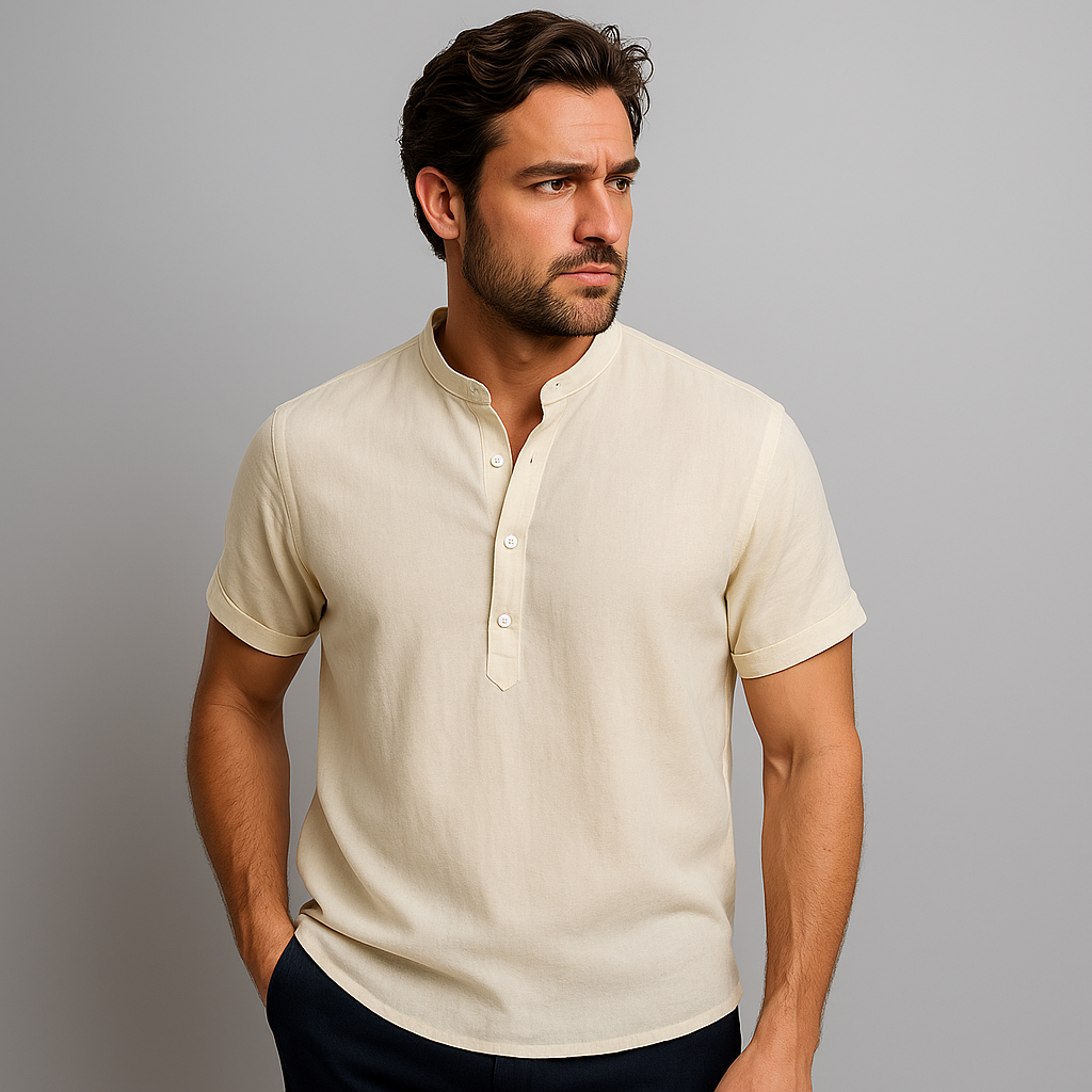 Chemise homme | Coupe décontractée structurée | Col classique, manches longues, coloris kaki