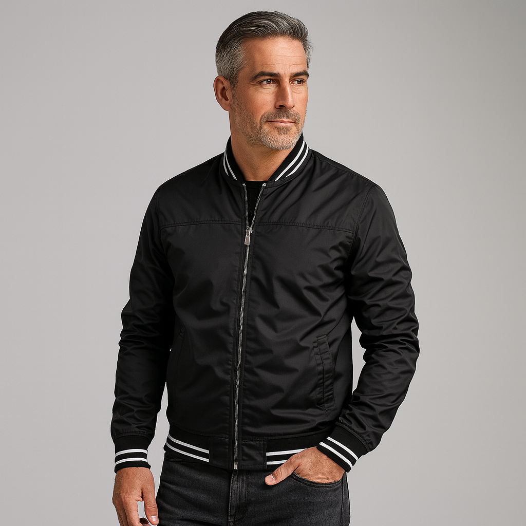 Veste légère homme | Coupe bomber zippée, col et poignets côtelés | Style bicolore idéale mi saison