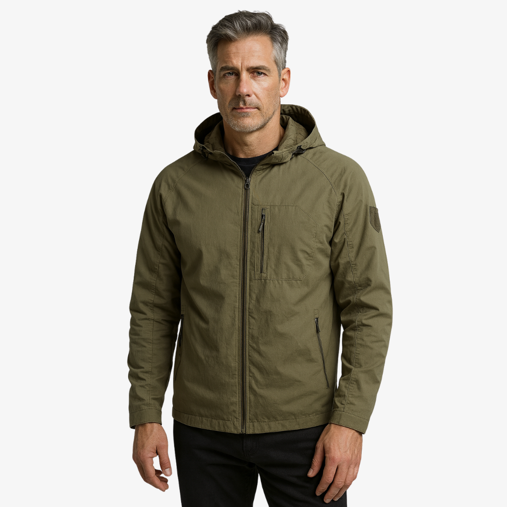 Veste cargo légère homme | Multipoches, capuche escamotable dans le col | Fermeture zippée, respirante et déperlante