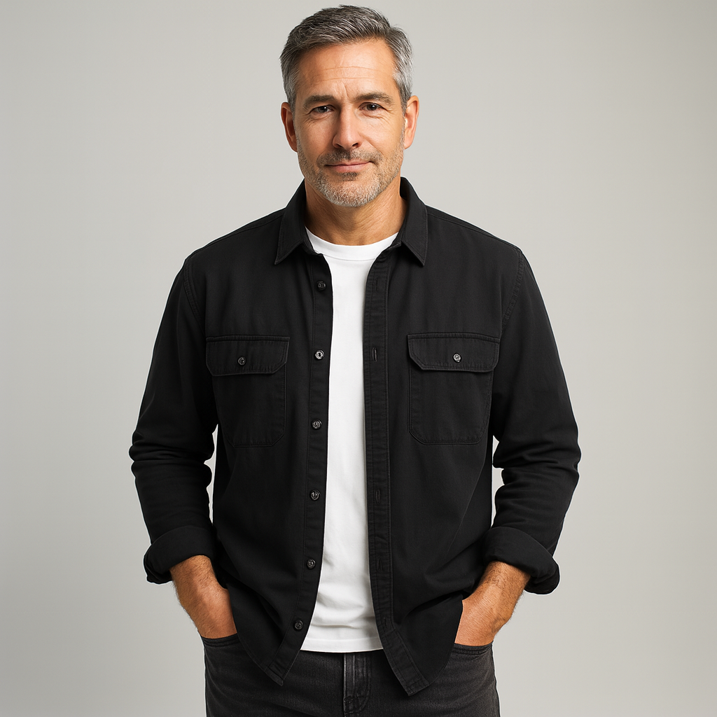Chemise homme manches longues | Coupe décontractée, col classique, 2 poches poitrine | Boutonnage intégral, tailles S à XXL