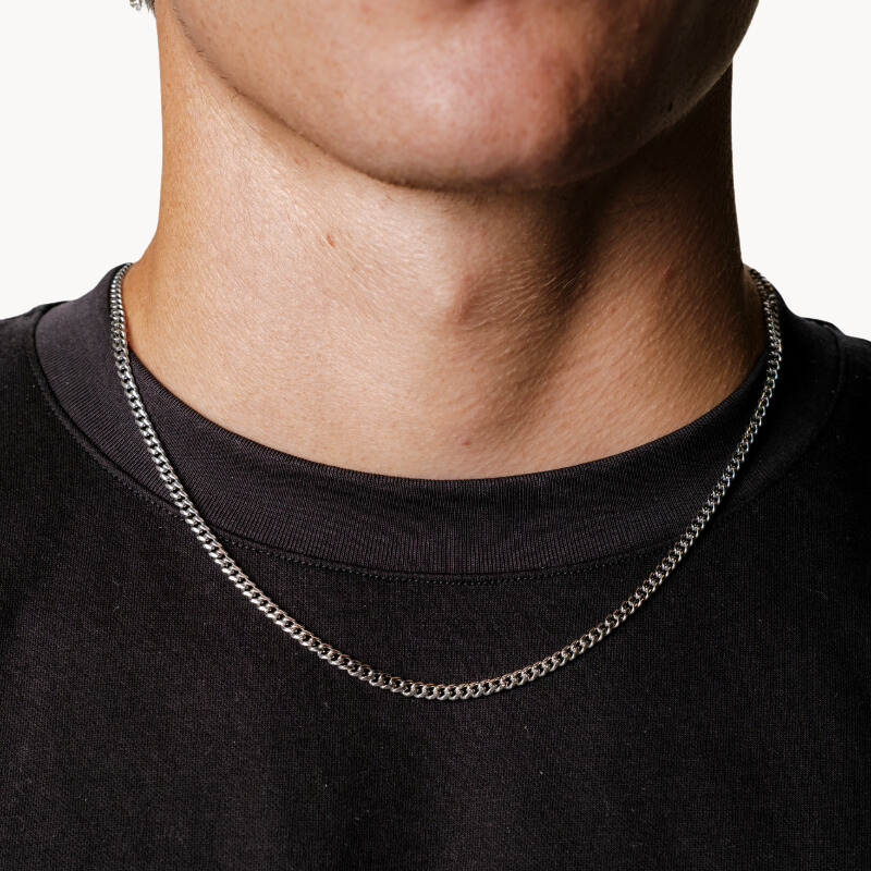 Chaîne cubaine homme 3mm argent | Style minimaliste et finition haut de gamme