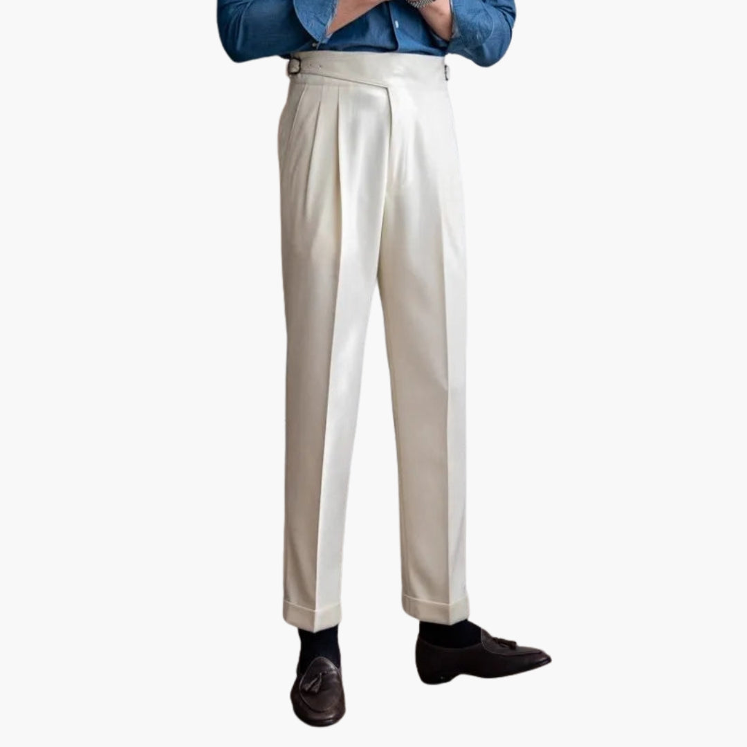 Men's High Waist Suit Pants with Front Pleats