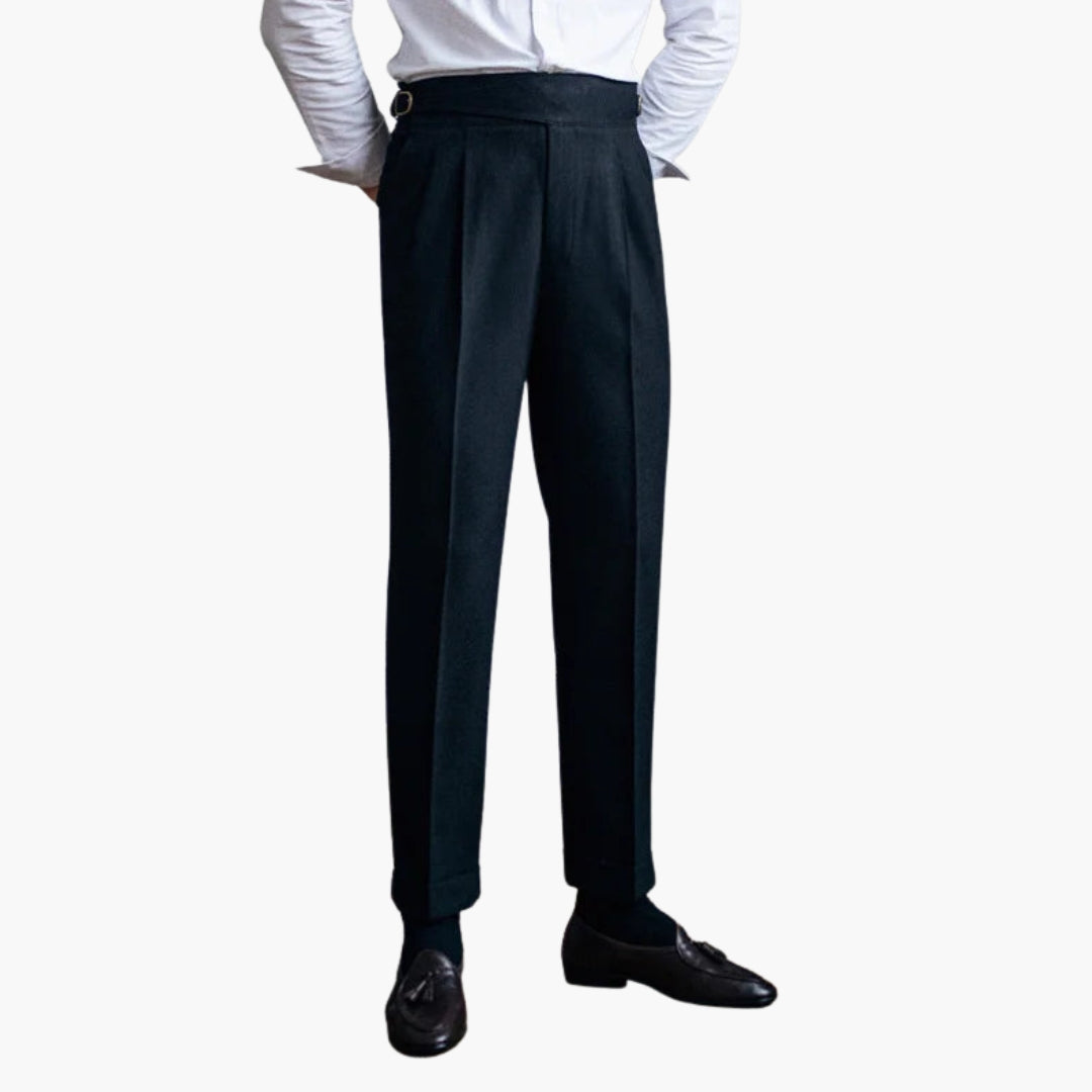 Men's High Waist Suit Pants with Front Pleats