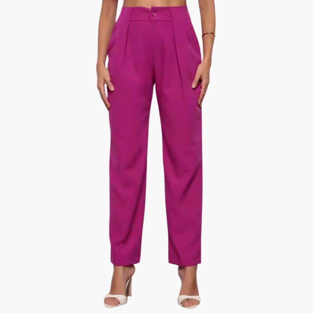 Pantalon Femme Taille Haute avec Plis sur le Devant