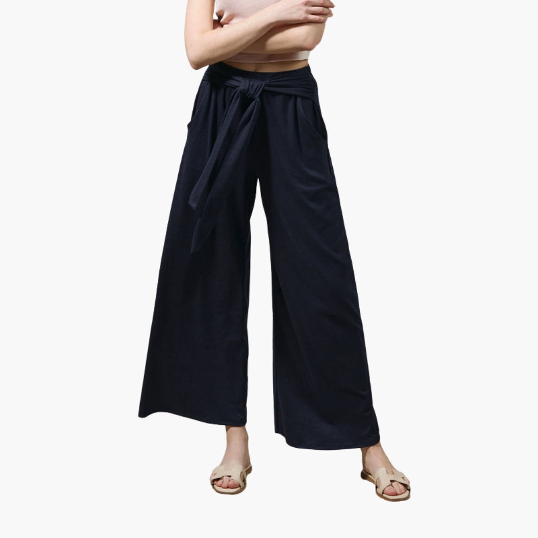 Pantaloni Donna con Cintura in Vita e Gambe Larghe