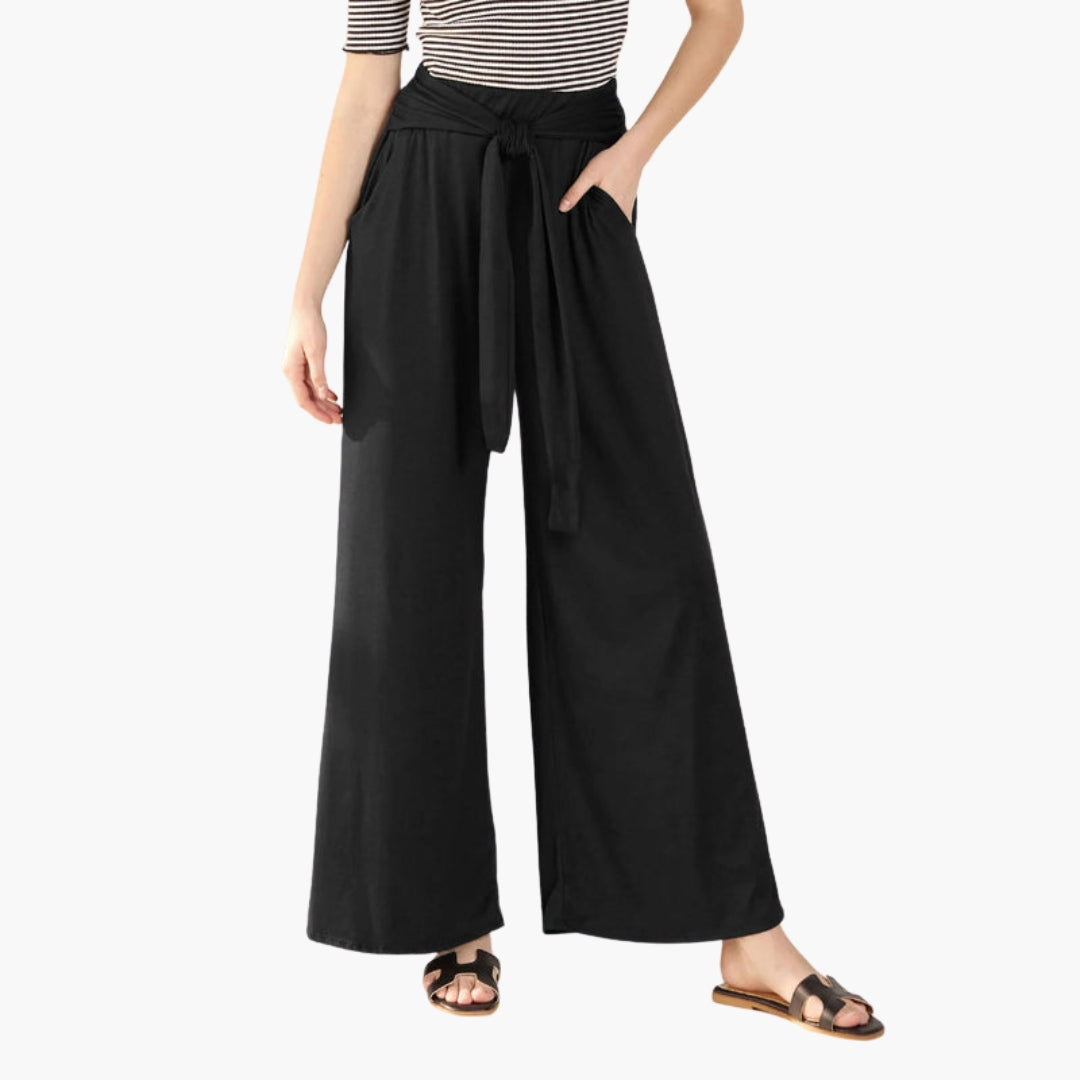 Pantaloni Donna con Cintura in Vita e Gambe Larghe