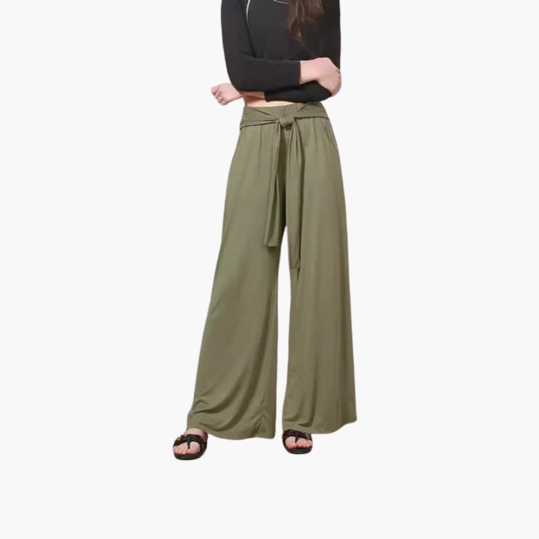 Pantaloni Donna con Cintura in Vita e Gambe Larghe