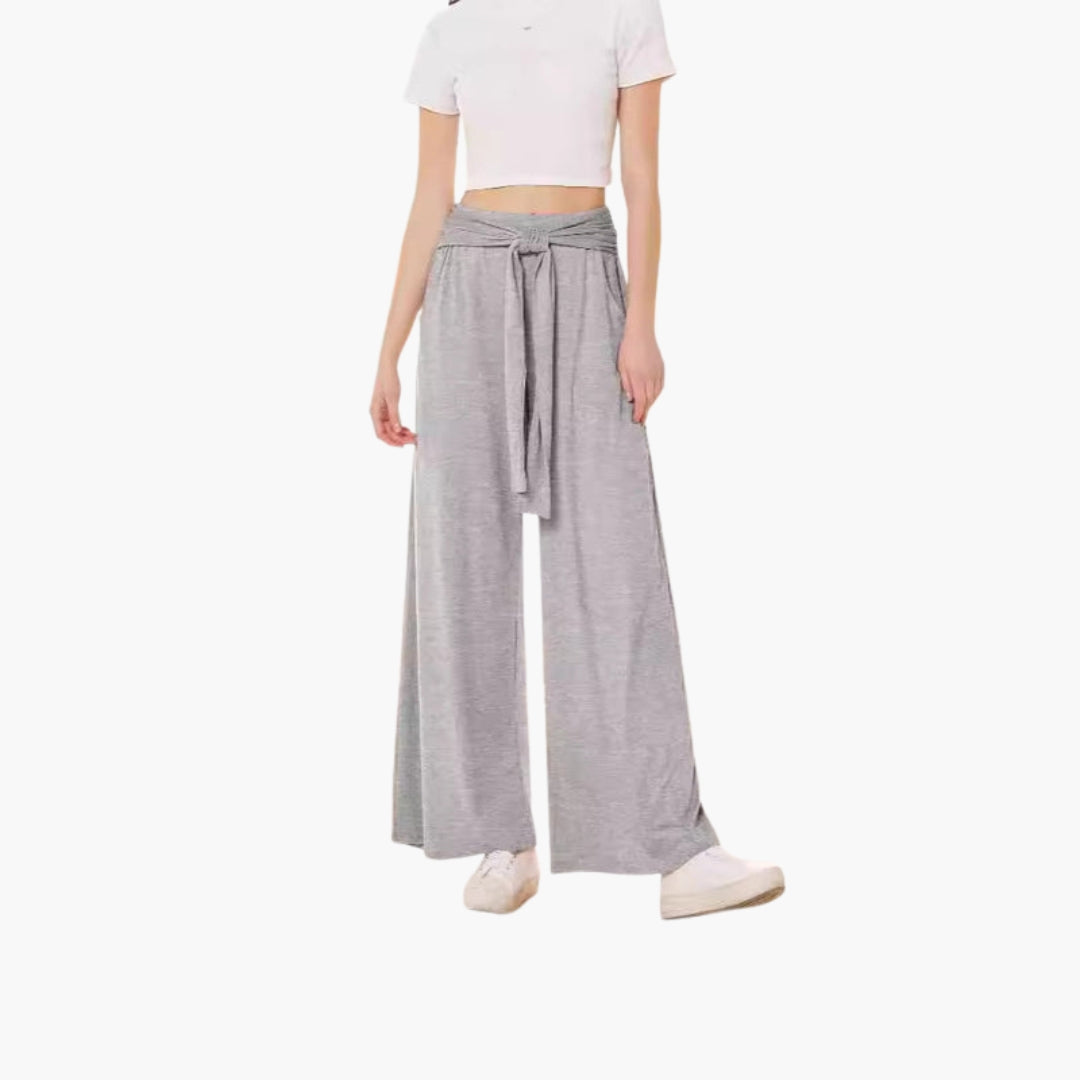 Pantaloni Donna con Cintura in Vita e Gambe Larghe