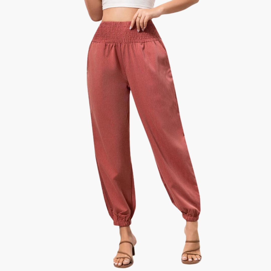 Pantaloni Donna a Gambe Larghe con Tasche Laterali