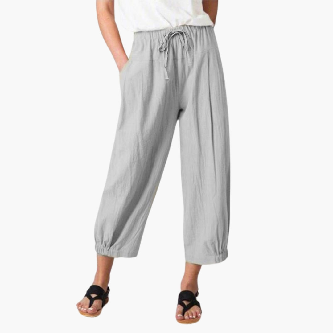 Pantaloni Donna a Vita Elastica e Lunghezza alla Caviglia