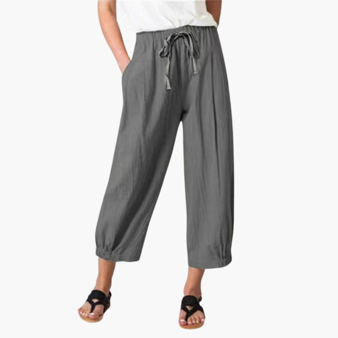 Pantaloni Donna a Vita Elastica e Lunghezza alla Caviglia
