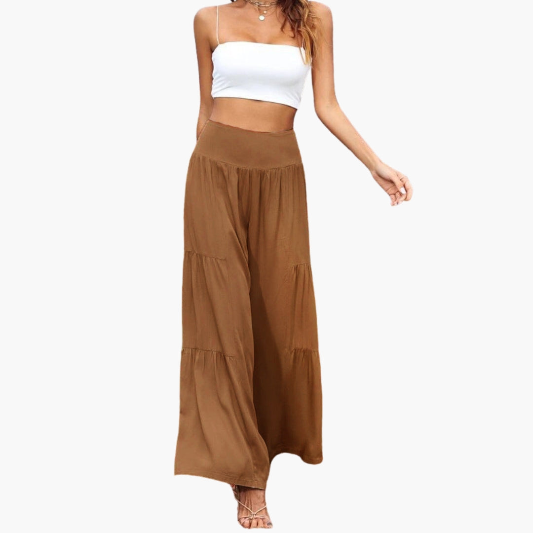 Damesbroek met hoge taille en luchtige plooien