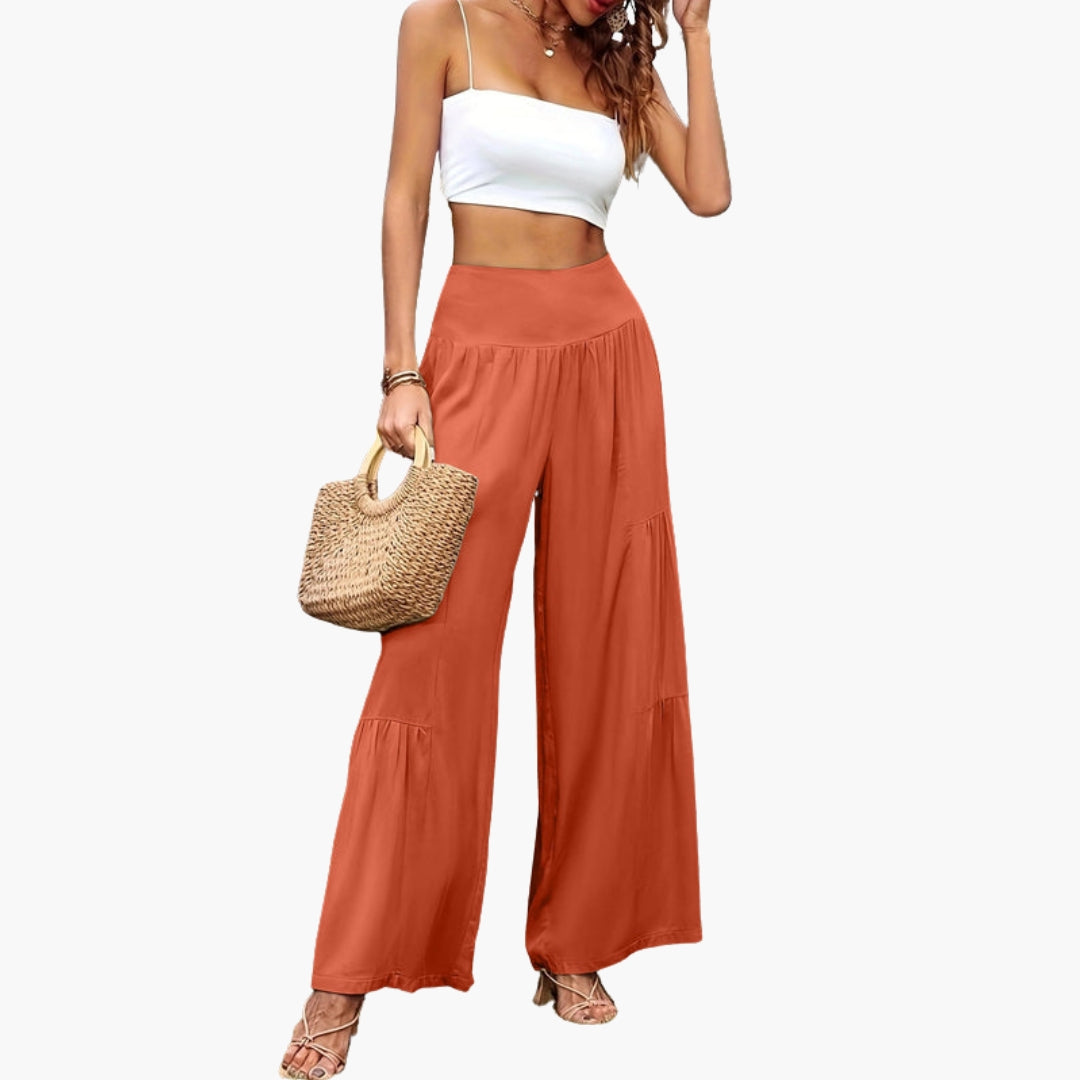 Damesbroek met hoge taille en luchtige plooien