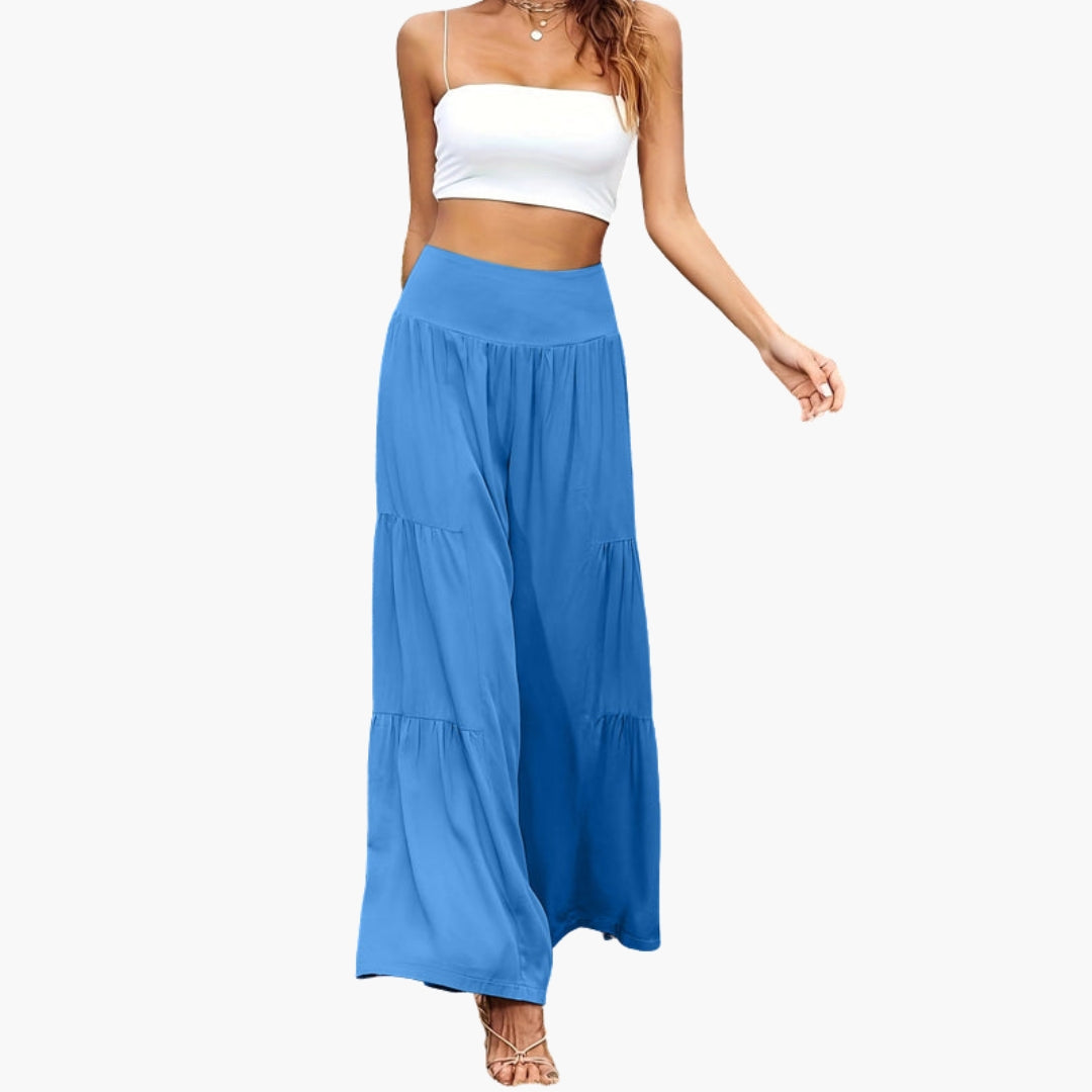 Damesbroek met hoge taille en luchtige plooien