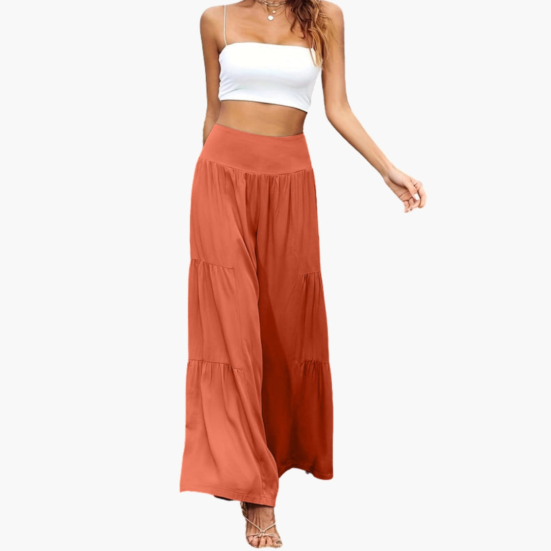 Damesbroek met hoge taille en luchtige plooien