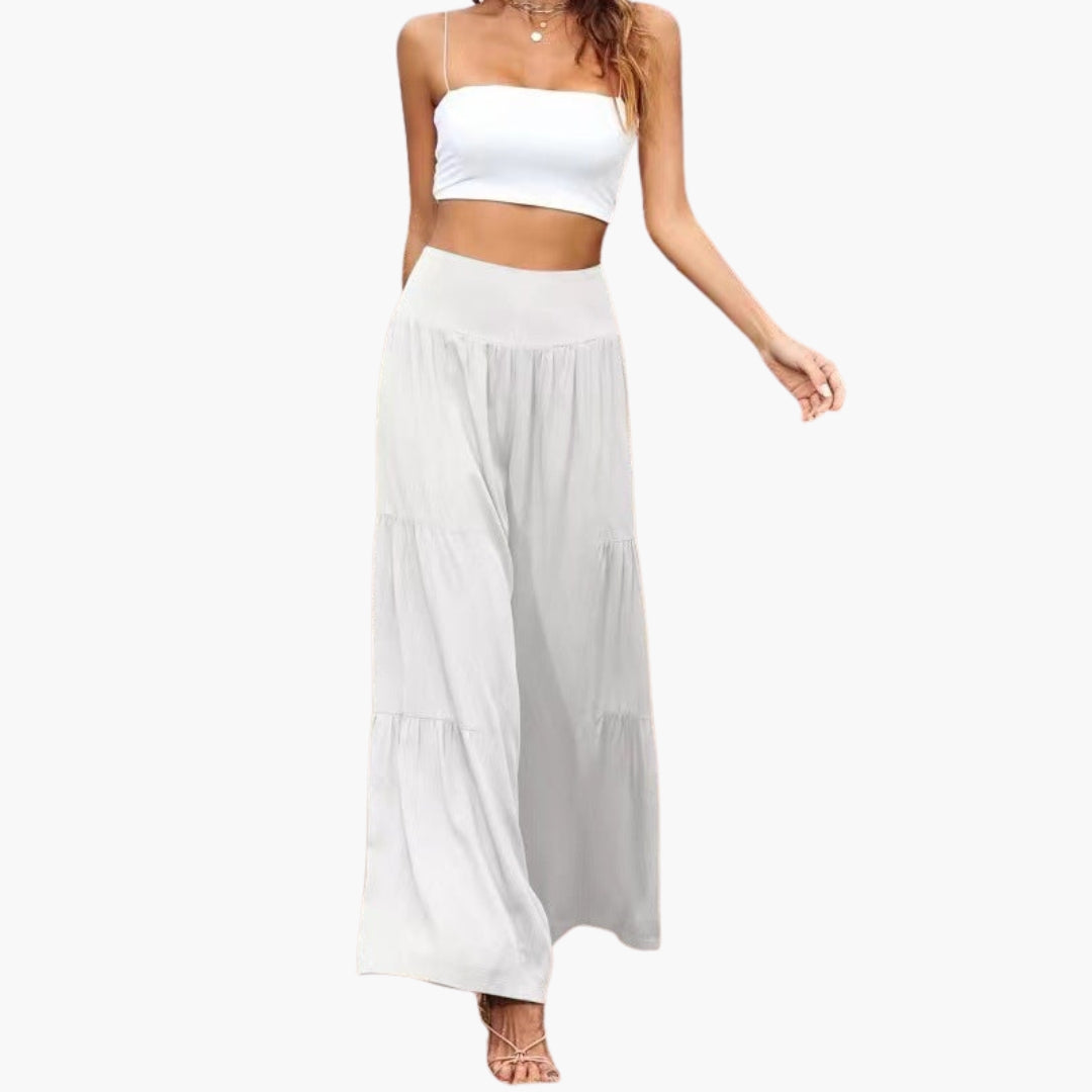 Damesbroek met hoge taille en luchtige plooien