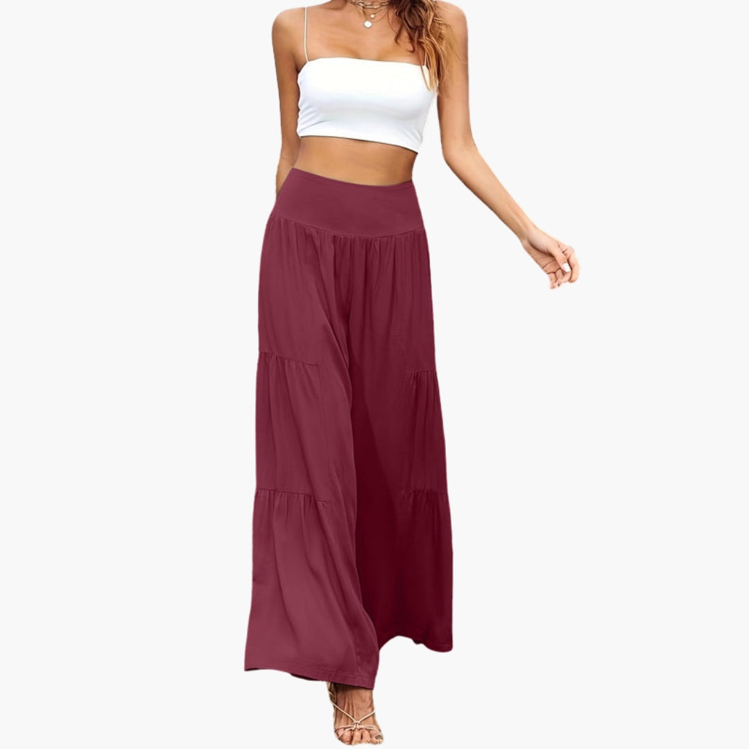 Damesbroek met hoge taille en luchtige plooien