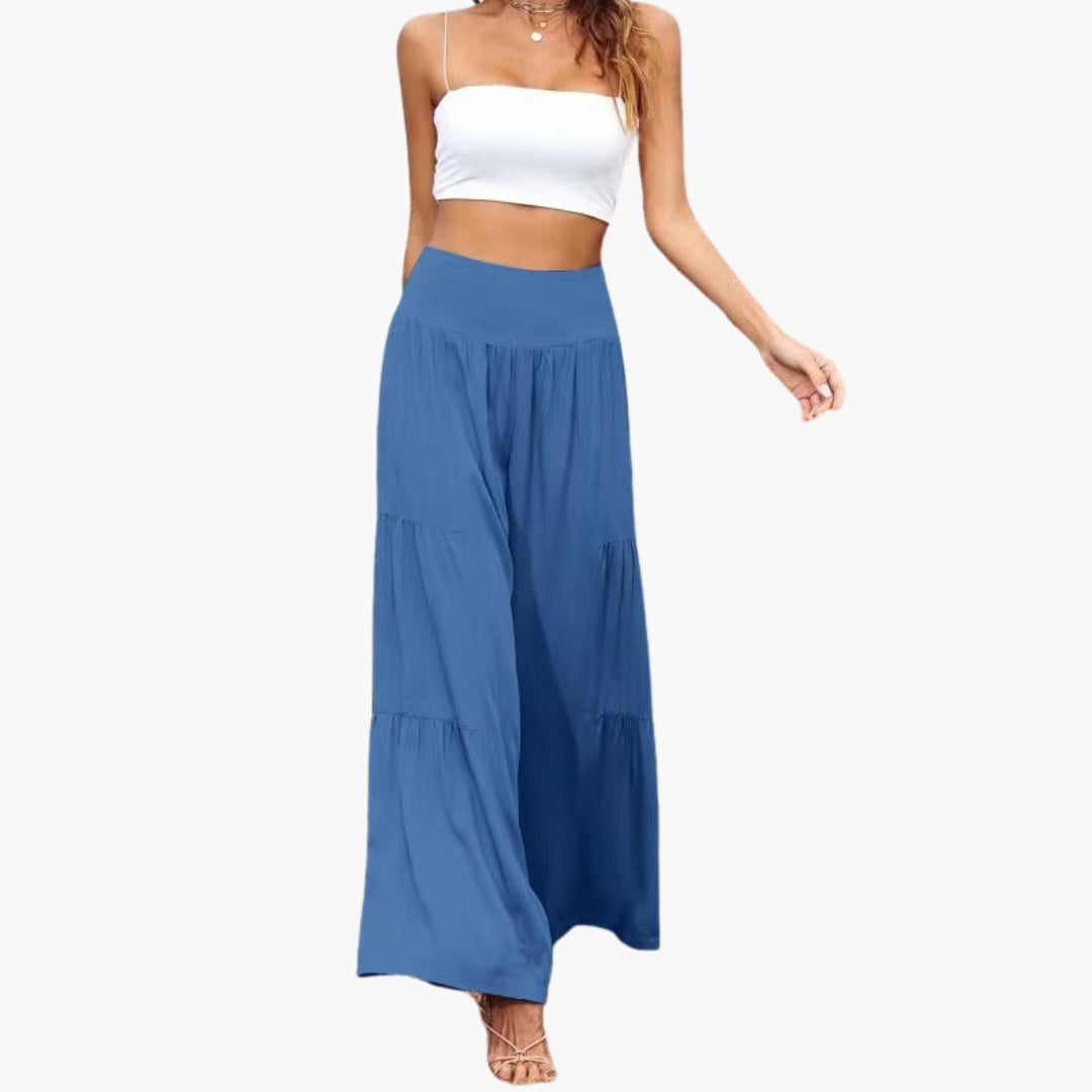 Damesbroek met hoge taille en luchtige plooien