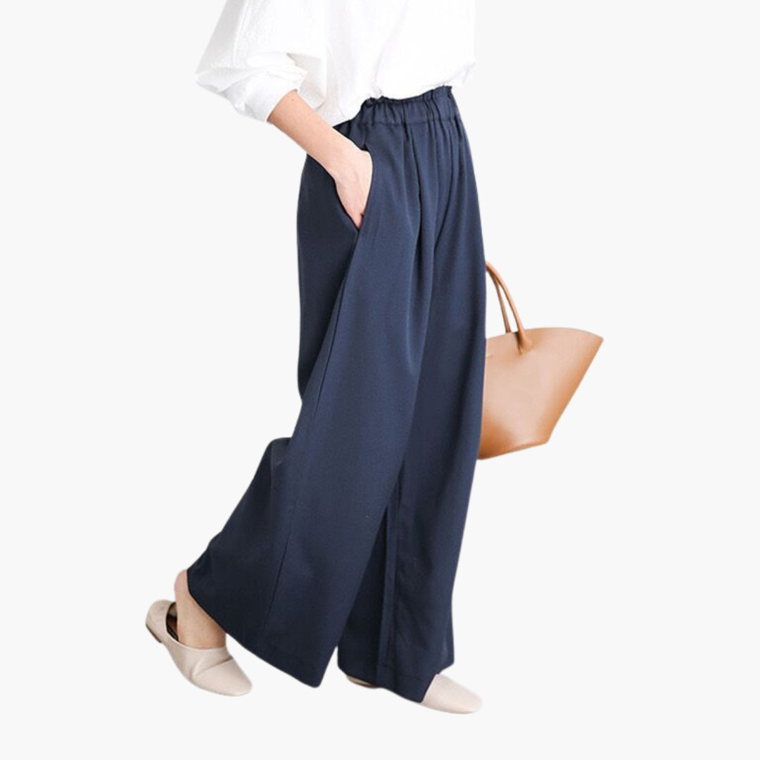Pantaloni Donna a Vita Alta e Superficie Liscia