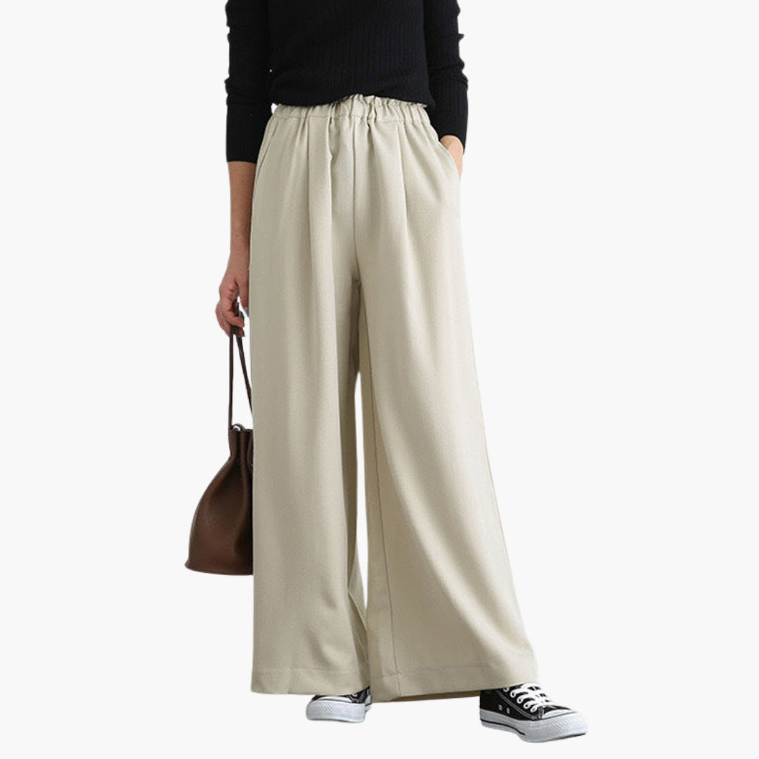 Pantaloni Donna a Vita Alta e Superficie Liscia