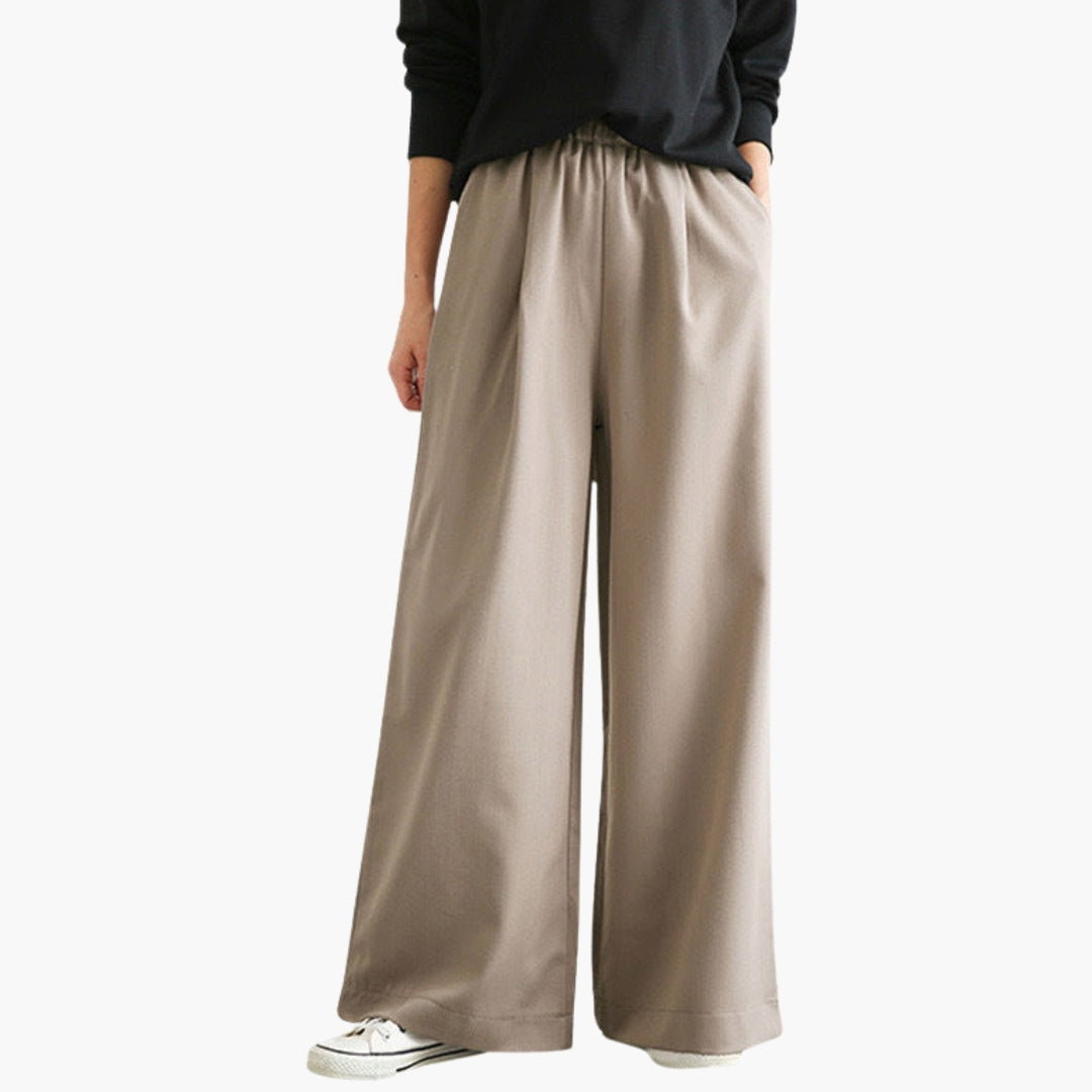 Pantaloni Donna a Vita Alta e Superficie Liscia