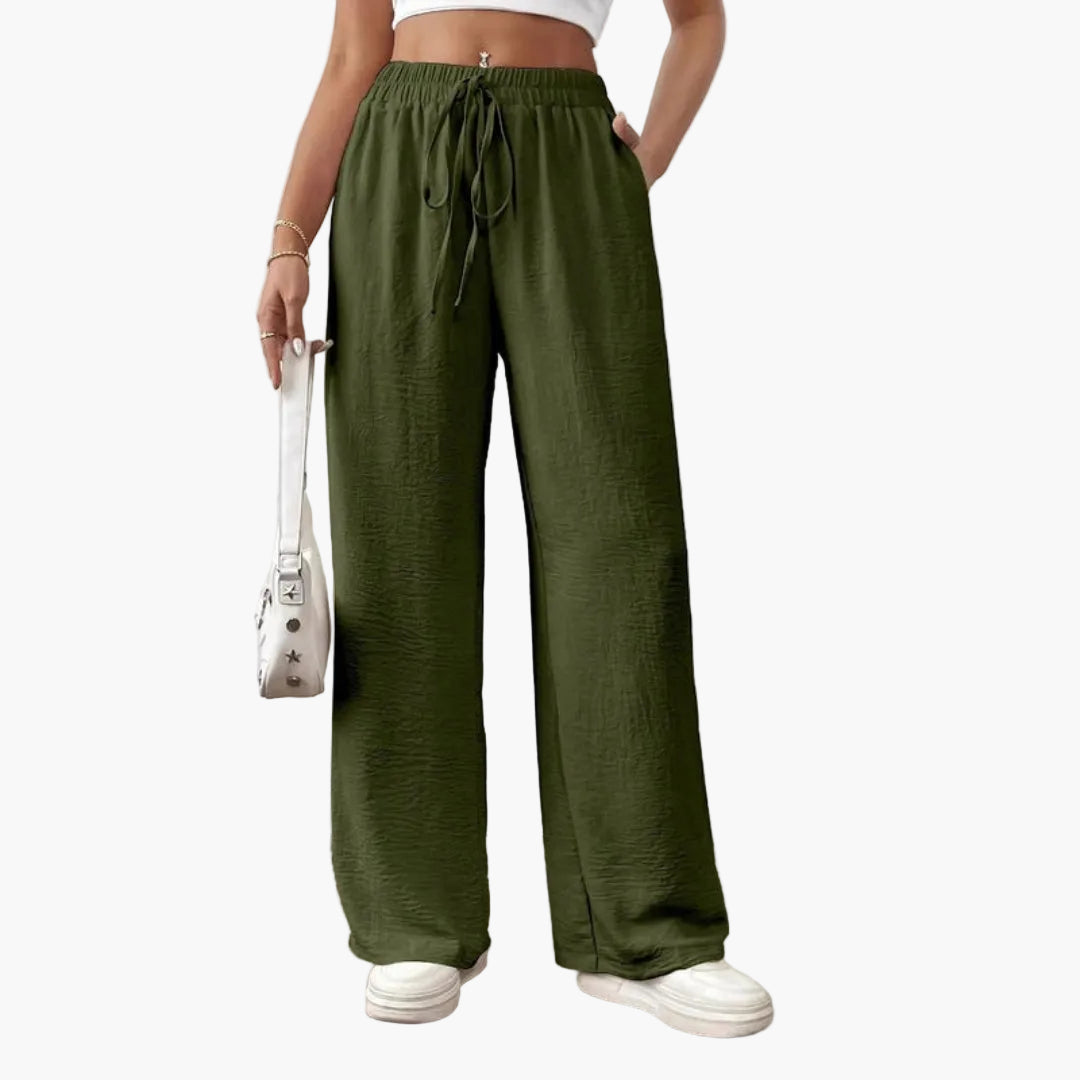 Women's Trousers with Side Pockets and Drawstring