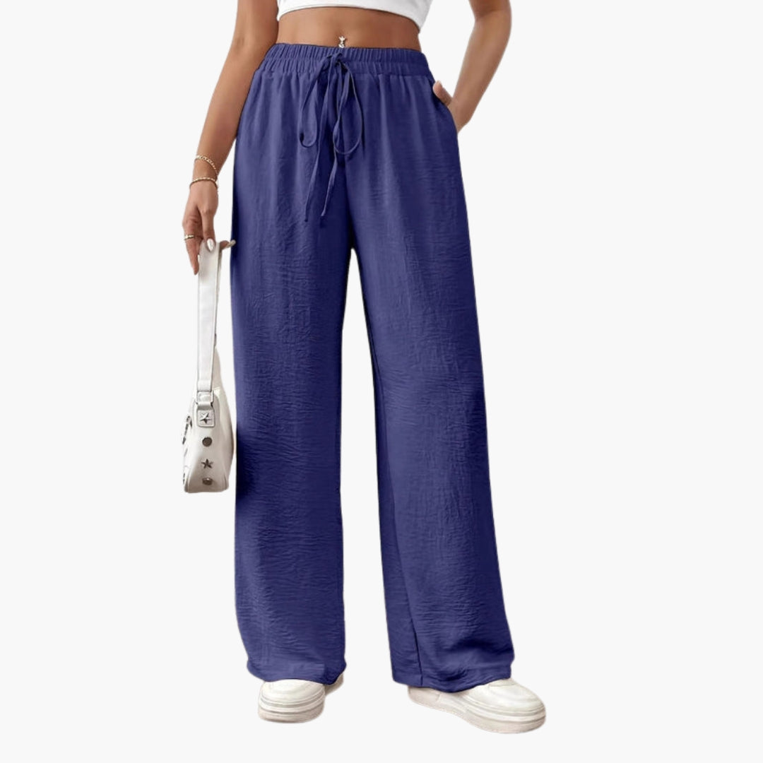 Women's Trousers with Side Pockets and Drawstring
