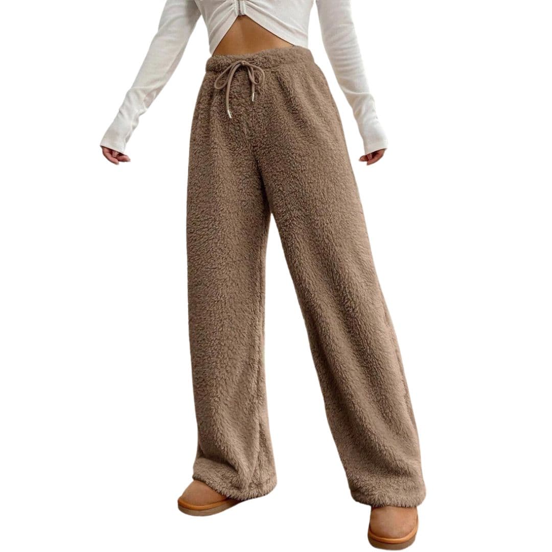 Pantalon Femme avec Taille Cordon et Ourlet Long