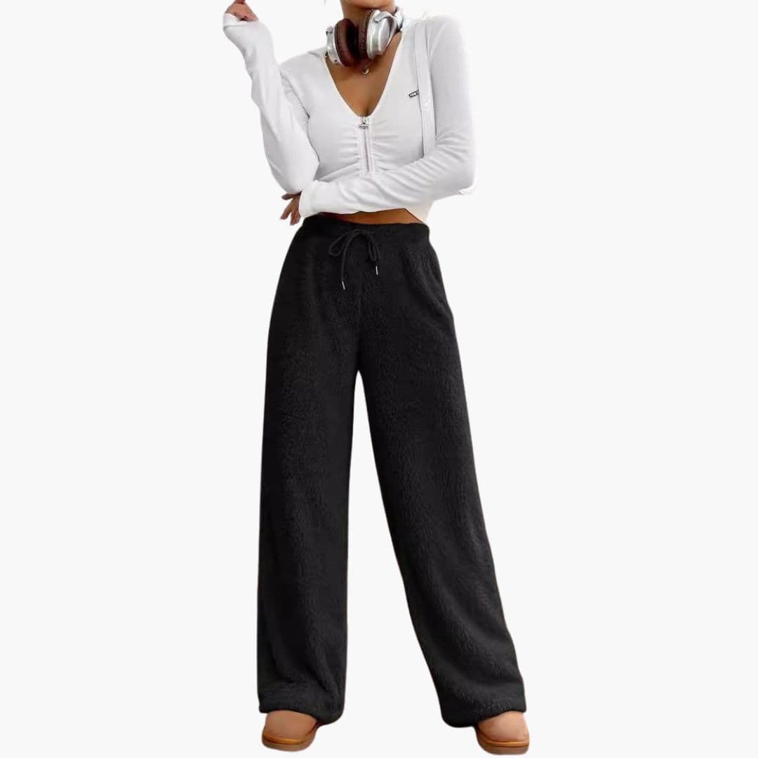 Pantalon Femme avec Taille Cordon et Ourlet Long