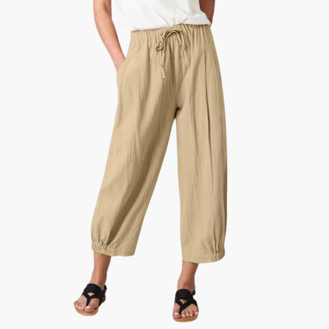 Pantaloni Donna con Vita Elastica e Coulisse