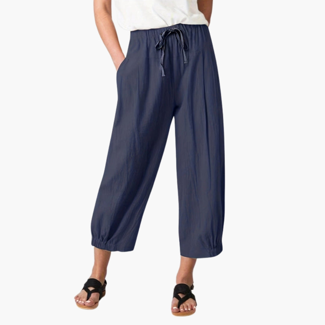 Pantaloni Donna con Vita Elastica e Coulisse
